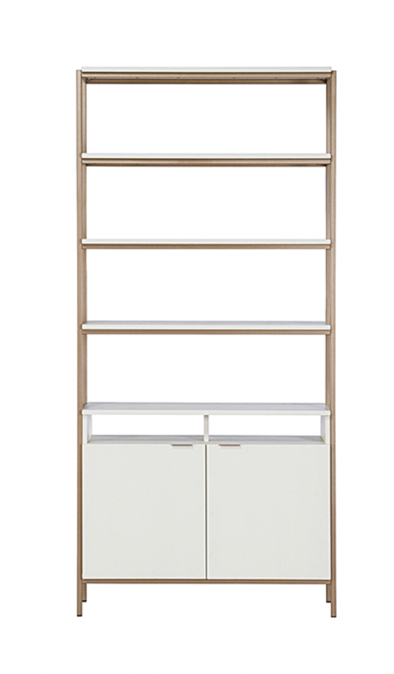 Ambrose Modular Bookcase - Champagne Gold / Cream, 39.25"W