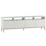 Ambrose Modular Media Stand, Champagne Gold / Cream, 75.25"W x 16.5"D x 24.5"H