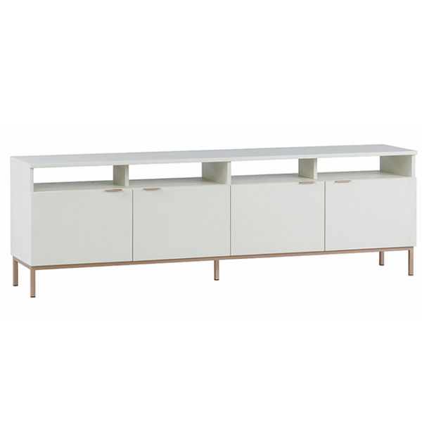 Ambrose Modular Media Stand, Champagne Gold / Cream, 75.25"W x 16.5"D x 24.5"H