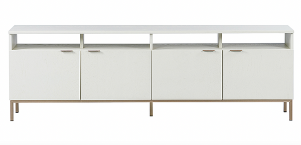 Ambrose Modular Media Stand, Champagne Gold / Cream, 75.25"W x 16.5"D x 24.5"H