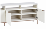 Ambrose Modular Media Stand, Champagne Gold / Cream, 75.25"W x 16.5"D x 24.5"H