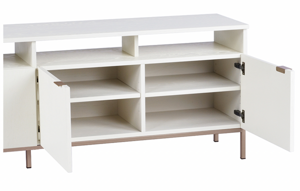 Ambrose Modular Media Stand, Champagne Gold / Cream, 75.25"W x 16.5"D x 24.5"H