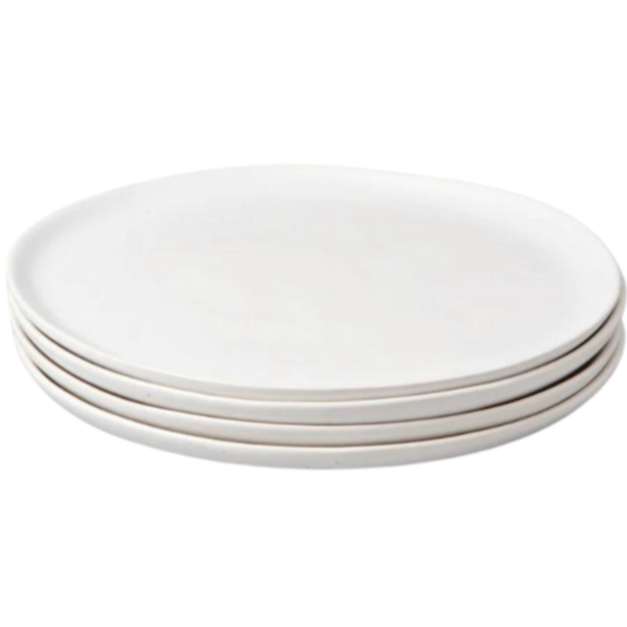 Speckled White Dinner Plates, Set of 4