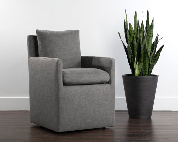 Glenrose Wheeled Dining Armchair, Effie Smoke