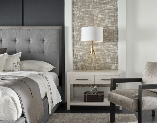 Modern Two Drawer Nightstand, 38"W x 18"D x 26"H