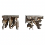 Aged Grey Teak Root Side Table