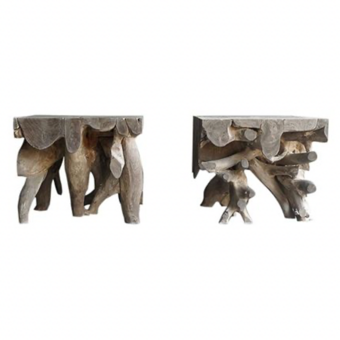 Aged Grey Teak Root Side Table