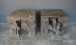 Aged Grey Teak Root Side Table