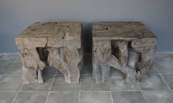 Aged Grey Teak Root Side Table