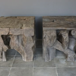 Aged Grey Teak Root Side Table