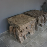 Aged Grey Teak Root Side Table