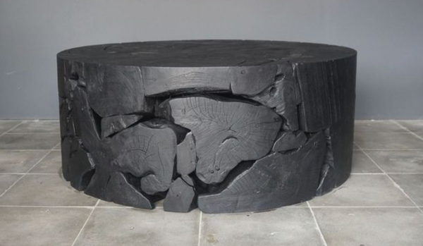 Charcoal Rustic Teak Part Table, 40"L x 40"W x 16"H