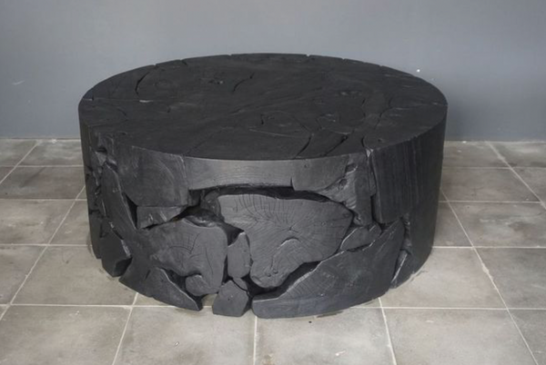 Charcoal Rustic Teak Part Table, 40"L x 40"W x 16"H