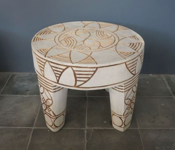 Java Table Carved, White