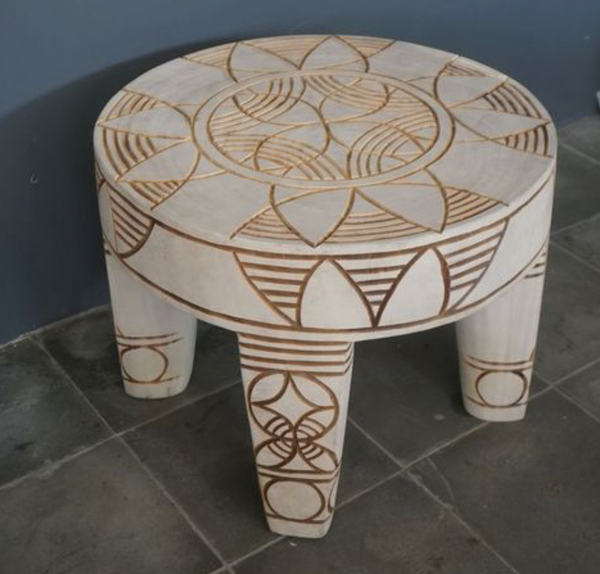 Java Table Carved, White