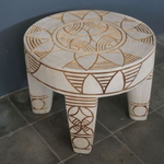 Java Table Carved, White