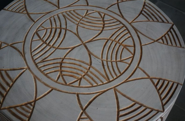 Java Table Carved, White