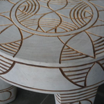 Java Table Carved, White