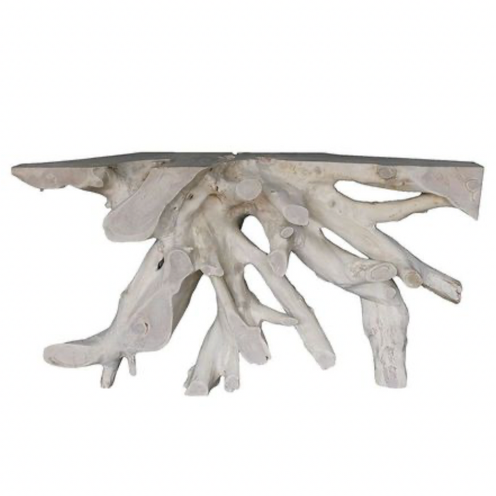 Teak Root Console in Weathered Finish-01, 59"L x 18"W x 32"H
