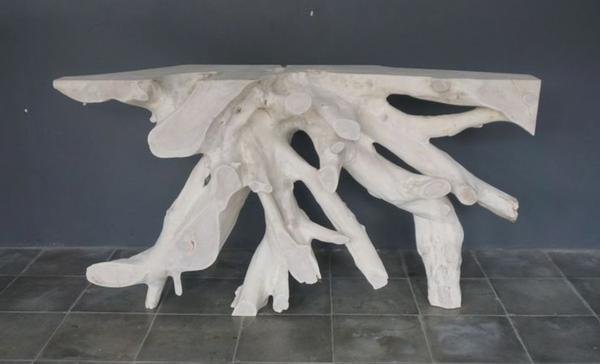 Teak Root Console in Weathered Finish-01, 59"L x 18"W x 32"H