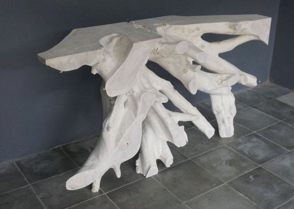 Teak Root Console in Weathered Finish-01, 59"L x 18"W x 32"H