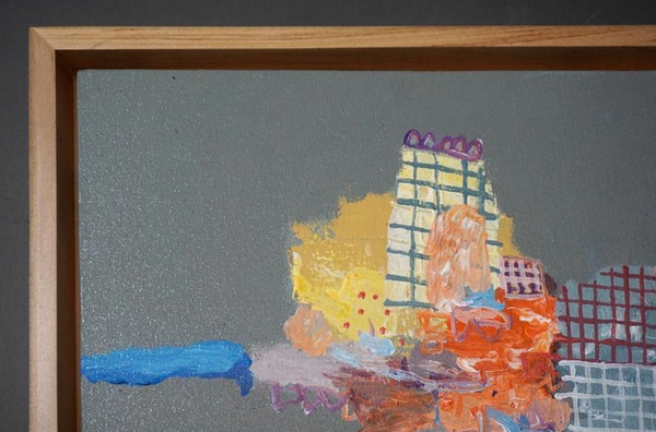 Original Abstract Painting on Canvas by Iskandar (2022)- S19, 18"L x 18"W