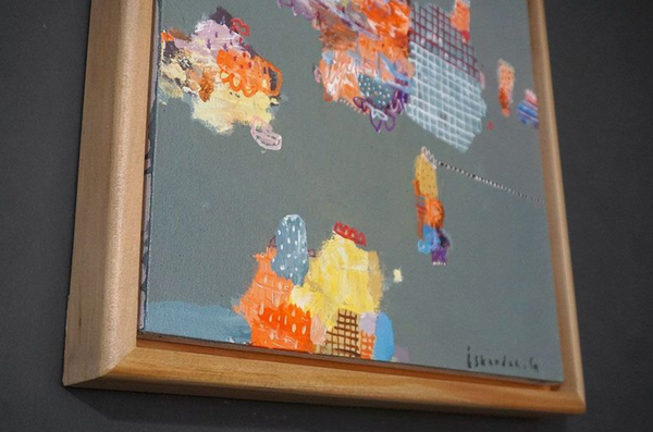 Original Abstract Painting on Canvas by Iskandar (2022)- S19, 18"L x 18"W