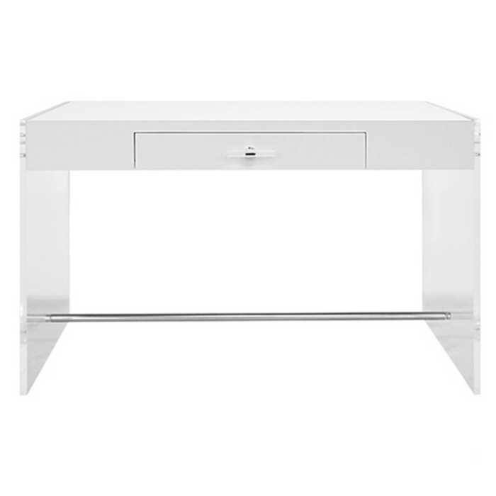 Lennon Desk in White Lacquer Top, 48"W x 23"D