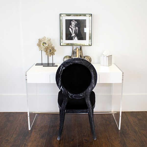 Lennon Desk in White Lacquer Top, 48"W x 23"D