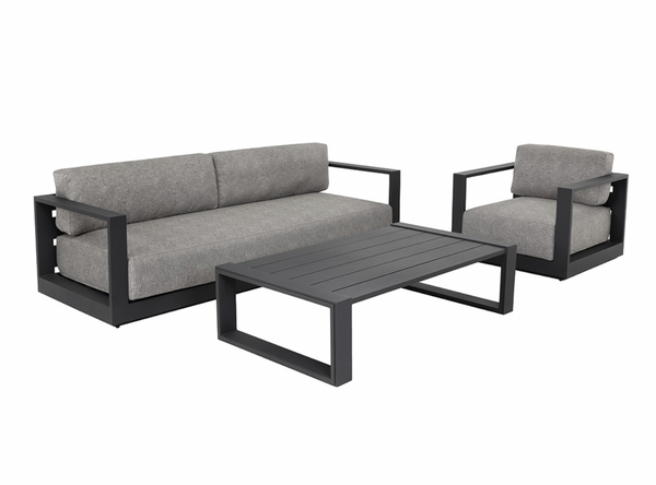 Tavira Armchair, Charcoal- Lanikai Salt and Pepper