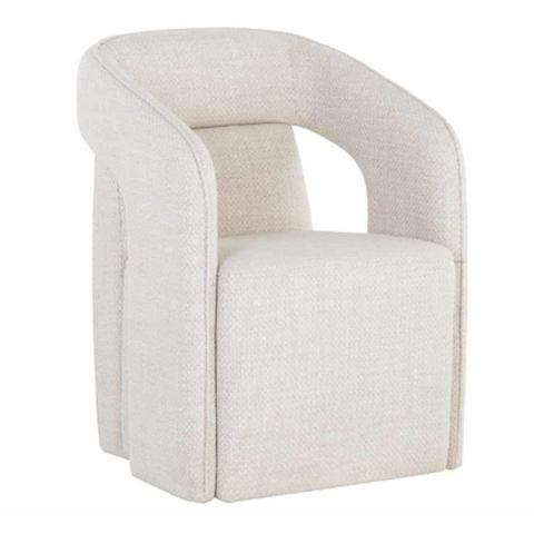 Kendrick Wheeled Dining Armchair, Moto Stucco