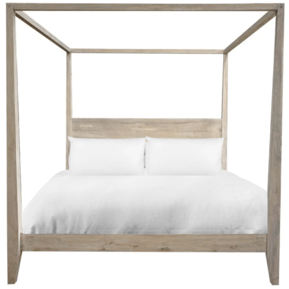 Reclaimed Teak Canopy Bed - Weathered, King & Queen