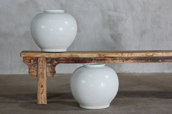 Rustic White Glaze Reedition Vases, 2 Sizes