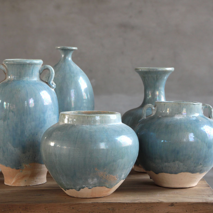Henan Blue Assorted Vases, 5 Styles, Sold Individually