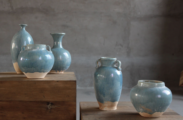 Henan Blue Assorted Vases, 5 Styles, Sold Individually