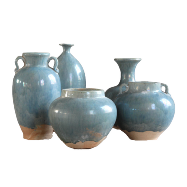 Henan Blue Assorted Vases, 5 Styles, Sold Individually