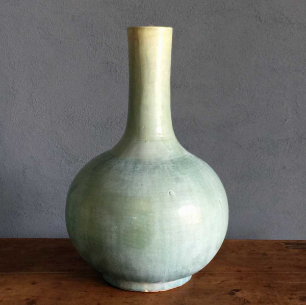 Weathered Blue Glaze Vase, 15"