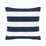 Catamaran Indoor/ Outdoor Decorative Pillow- Navy/ White Stripe, 21" x 21"
