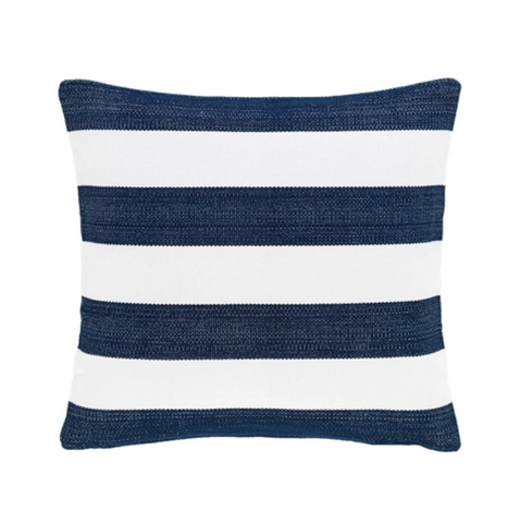 Catamaran Indoor/ Outdoor Decorative Pillow- Navy/ White Stripe, 21" x 21"