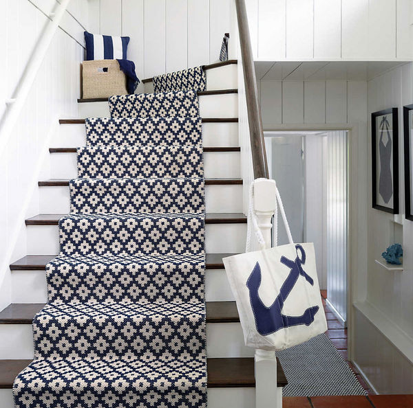 Catamaran Indoor/ Outdoor Decorative Pillow- Navy/ White Stripe, 21" x 21"