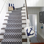 Catamaran Indoor/ Outdoor Decorative Pillow- Navy/ White Stripe, 15" x 24" (Lumbar)