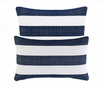 Catamaran Indoor/ Outdoor Decorative Pillow- Navy/ White Stripe, 15" x 24" (Lumbar)