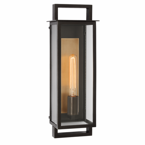 Halle Outdoor Medium Narrow Wall Lantern in Aged Iron with Clear Glass