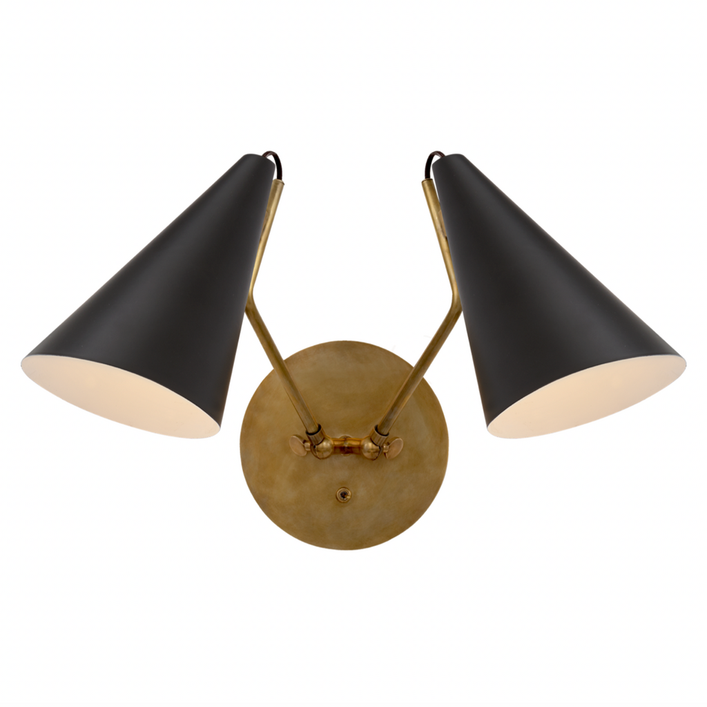 Clemente Double Sconce, Matte Black Shades – Anna Hislop Home