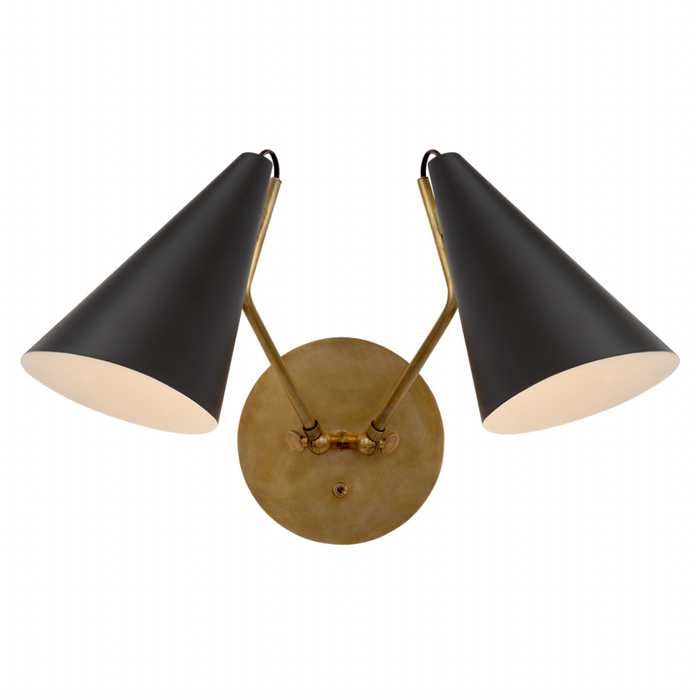 Clemente Double Sconce, Matte Black Shades