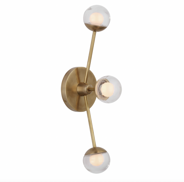 Alloway 19" Triple Linear Sconce, Soft Brass