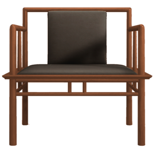 Modern Ming Leather Lounge Chair, Ginger/Chia