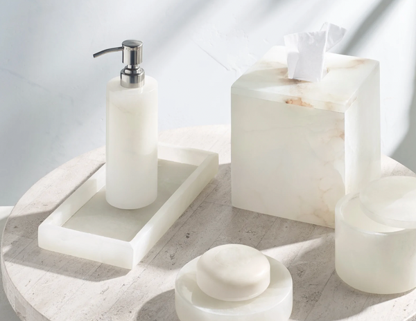 Alabaster Lotion Dispenser, Alabaster/ Unique