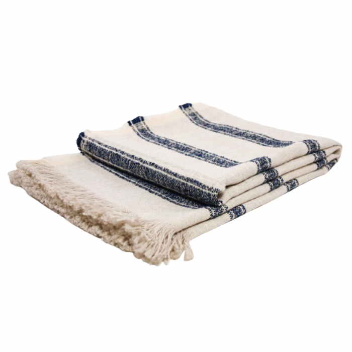 Dalton Throw, Natural & Indigo