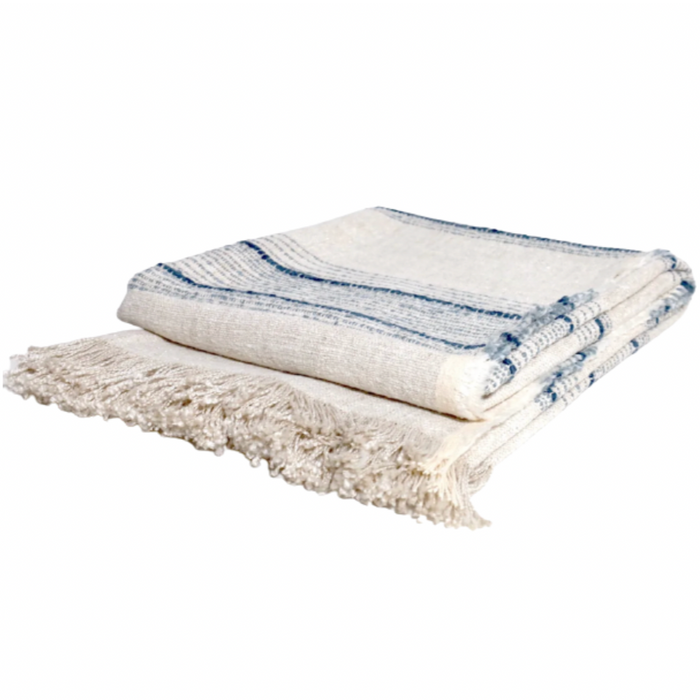 Davis XL Throw, Natural & Indigo